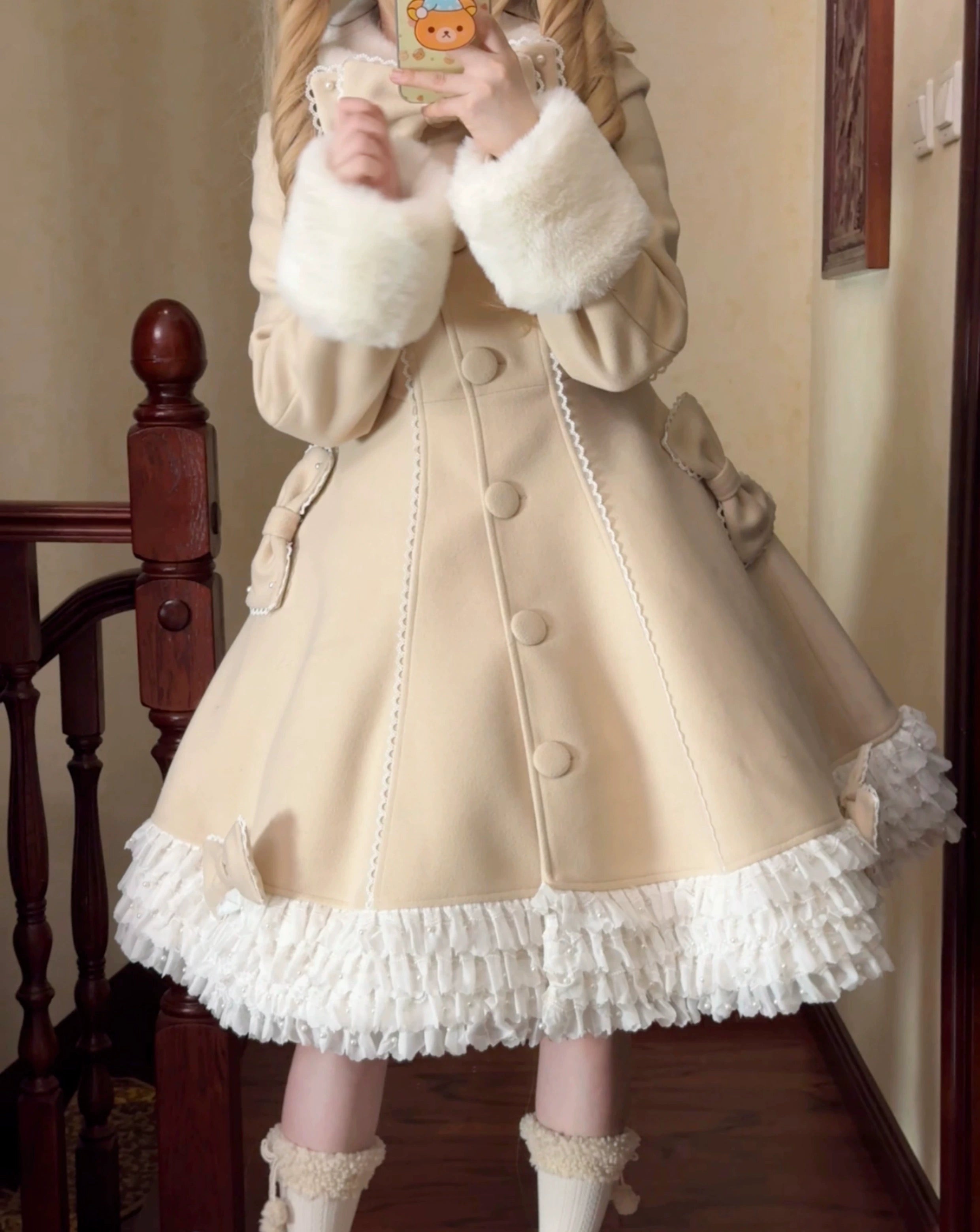 Bunny Magic Forest - High Waisted Sweet Lolita Overcoat, Bunny Ear Collar 44100:795302