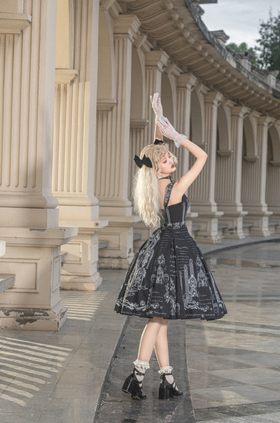 (BFM)Vault Design~Angel Garden~Daily Elegant Lolita Dress Chiffon JSK Dress S Black 