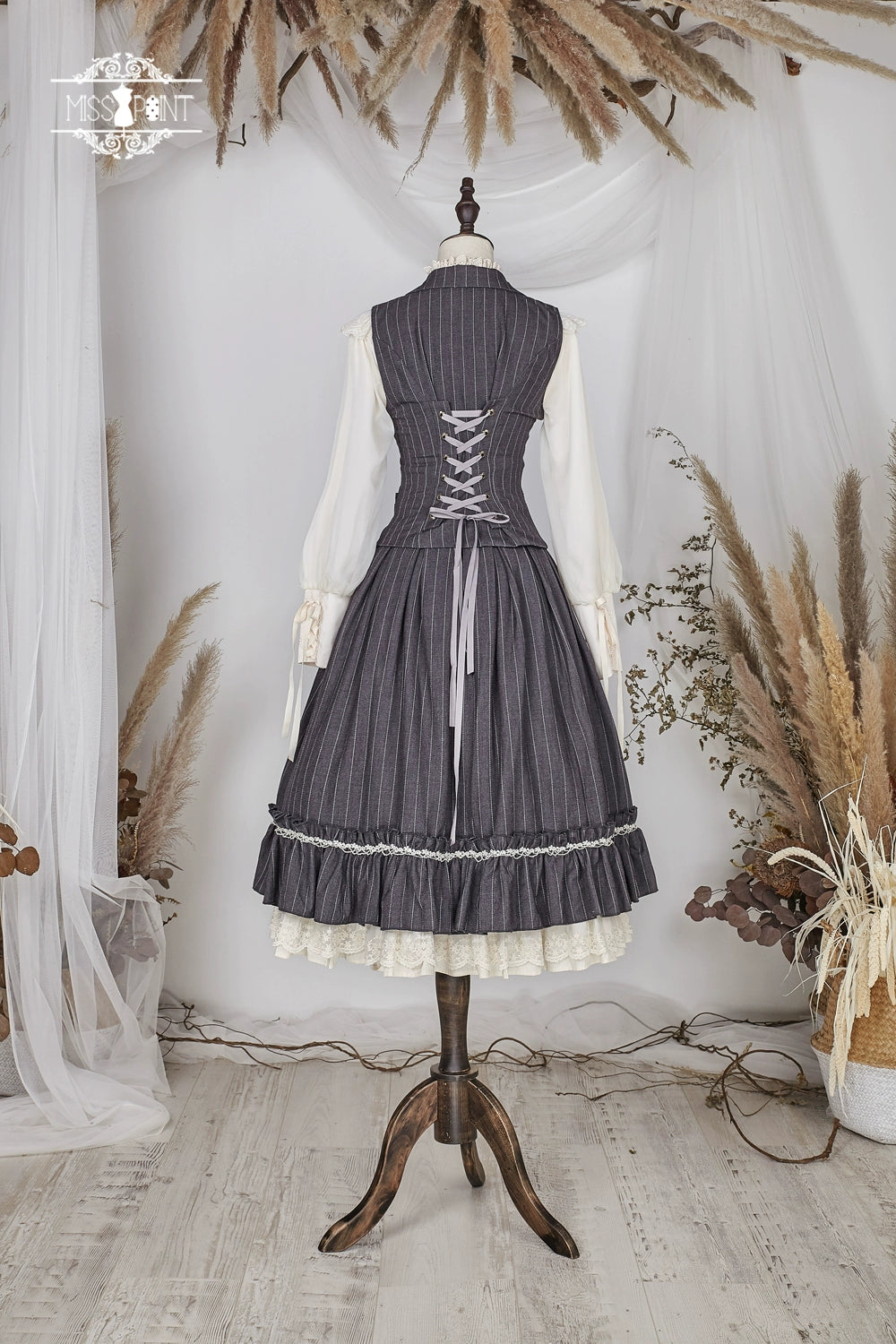Miss Point~Rose Doll~Elegant Lolita Striped Fishbone Skirt 32524:385158