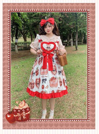 Niu Niu~Apple Teddy~Summer Plus Size Sweet Lolita JSK   