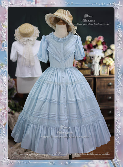 Tiny garden~Elegant Lolita Short Sleeve OP Multicolors S light blue 