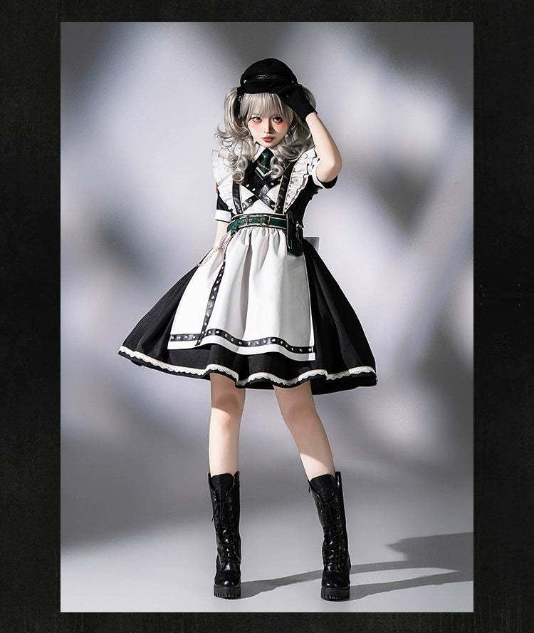 Forest Fluorescent Carps~Girl's Weapon~Military-Inspired Maid Lolita OP Suit