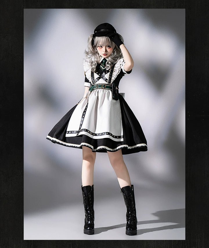Forest Fluorescent Carps~Girl's Weapon~Military-Inspired Maid Lolita OP Suit