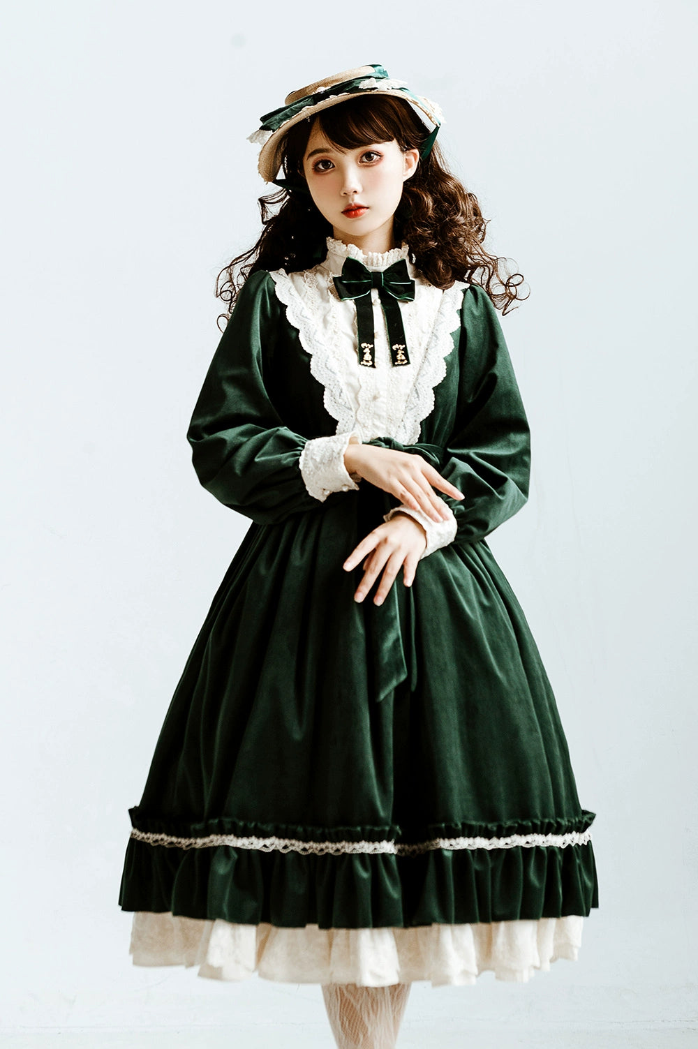 (BFM)Miss Point~Customized Lolita Dress Vintage Elegant Velvet OP Dress 32520:391624