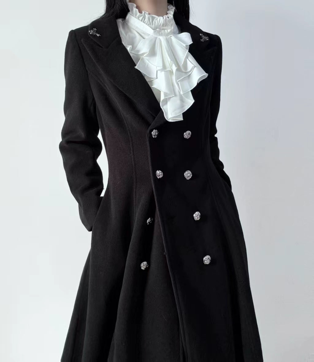 Nightingale Girl - Ode to Nobility - Gothic Lolita Mutton Sleeve Shirt, Detachable Jabot 44130:797076