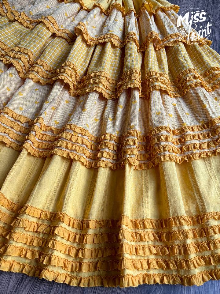 Miss Point~Garden Sunflower~Country Lolita SK Patchwork Tiered-Ruffles Skirt 42511:742977