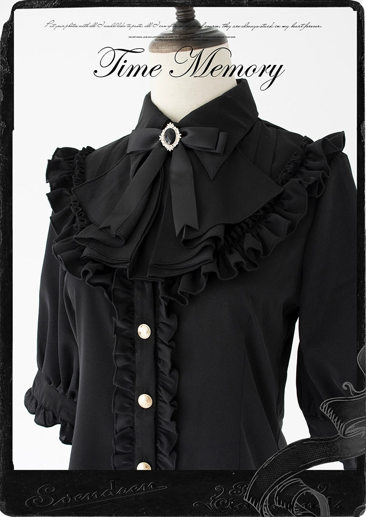 Time Memory - Earl Girl - Chiffon Classic Lolita Shirt with Mid-Length Mutton Sleeves 42822:754466
