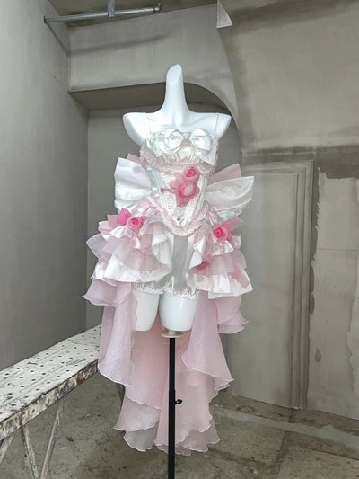 POSHEPOSE~Beauty Like Floating Life~Elegent Lolita JSK Dress Summer Dress XS Peach Pink JSK 