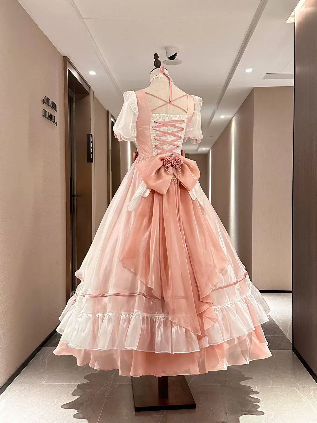 Flight Diary~Princess Lolita Dress Wedding Lolita OP and Daily Wear OP Pre-order XS Pink Trailing