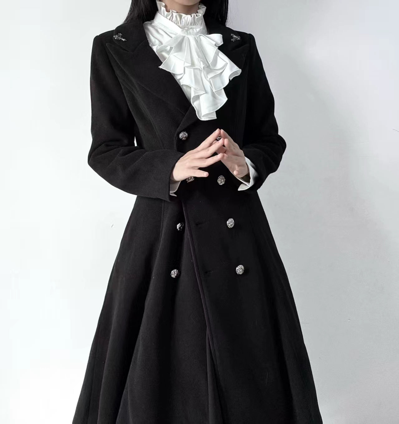 Nightingale Girl - Ode to Nobility - Gothic Lolita Mutton Sleeve Shirt, Detachable Jabot 44130:797081