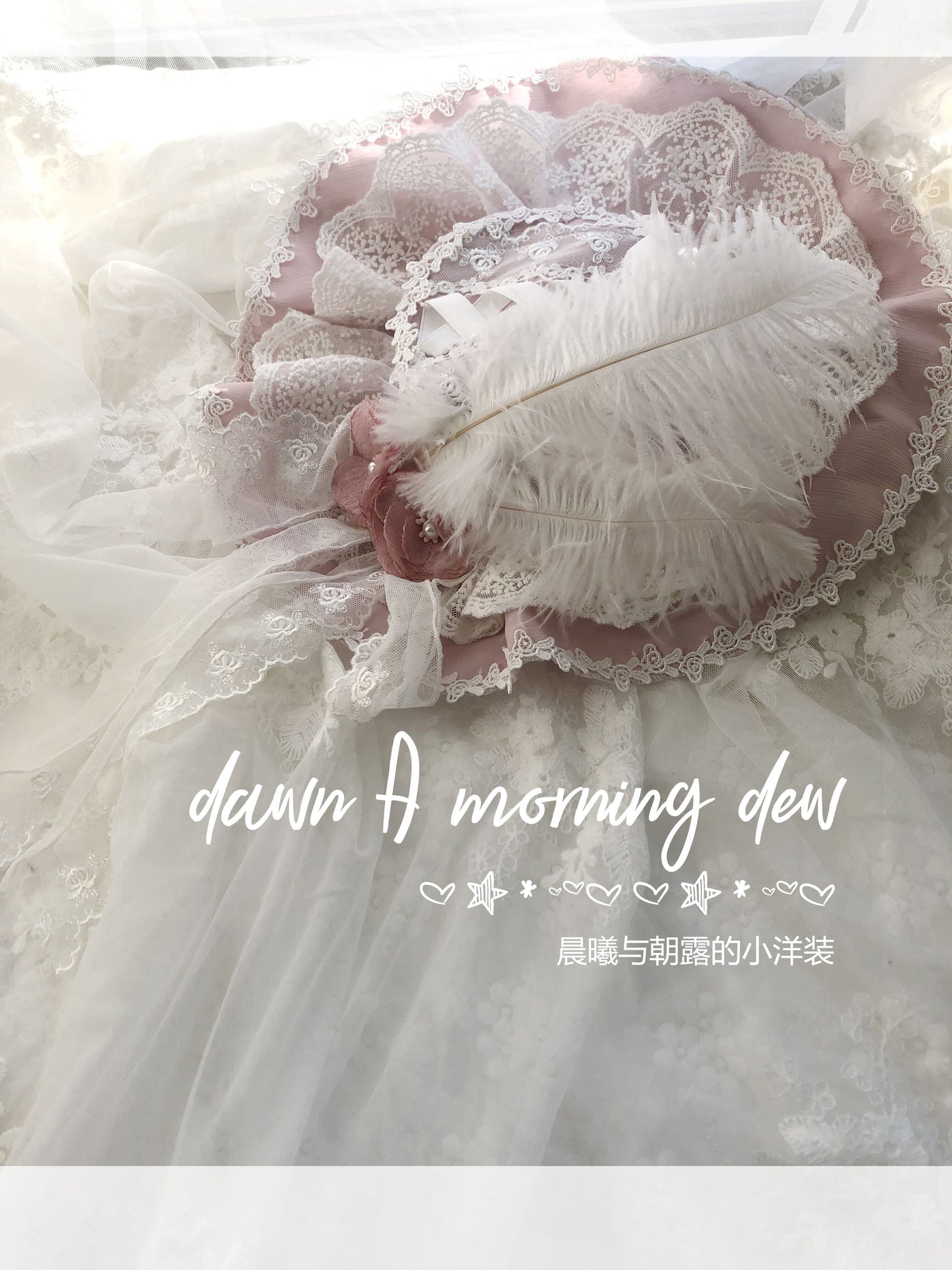 Dawn And Morning~Rozen Maiden Accessories Lolita BNT Choker Cuffs flat hat rose pink 