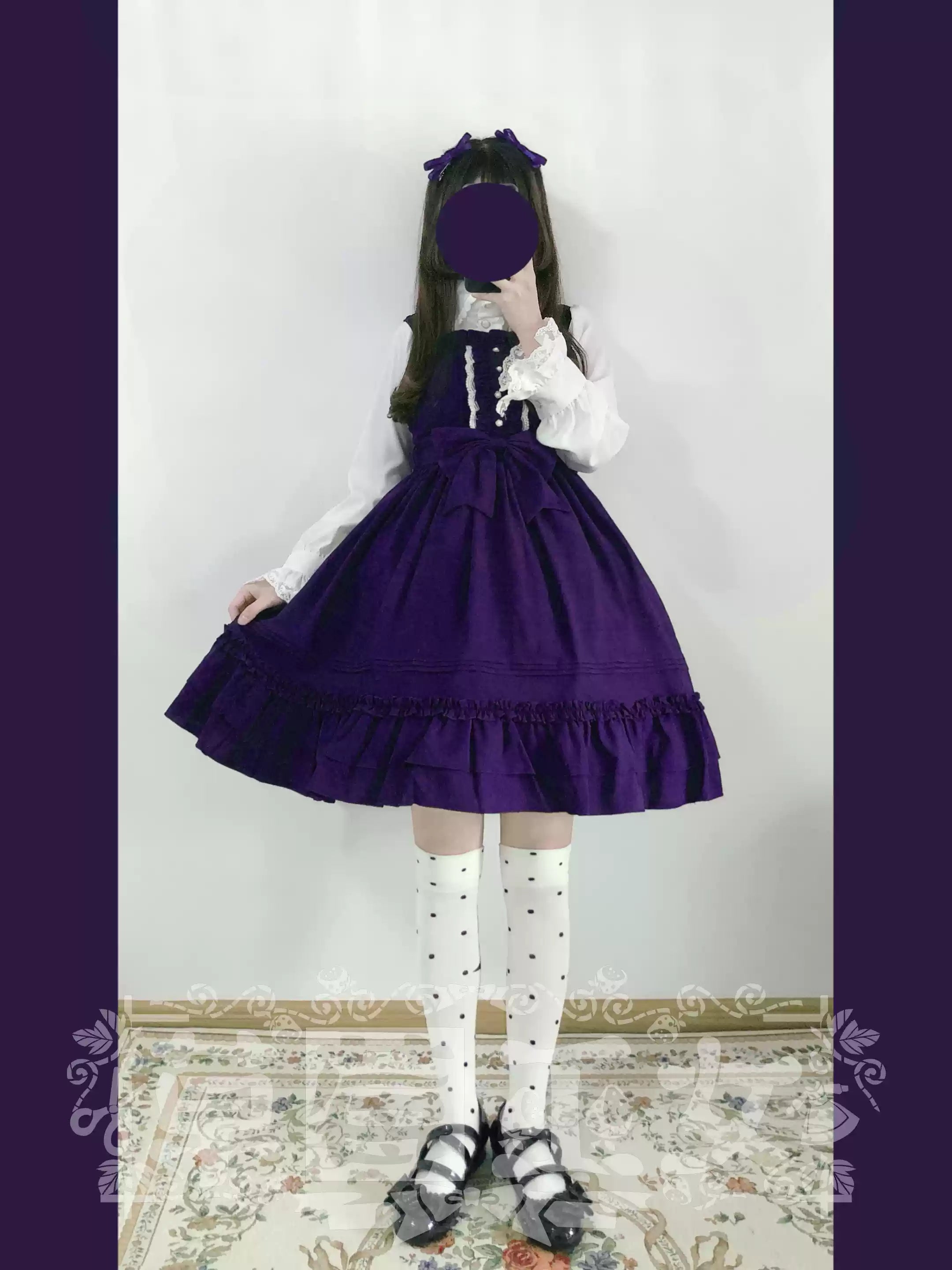 Strawberry Witch - Sweet Lolita JSK Multicolored Lolita Dress Dark purple S
