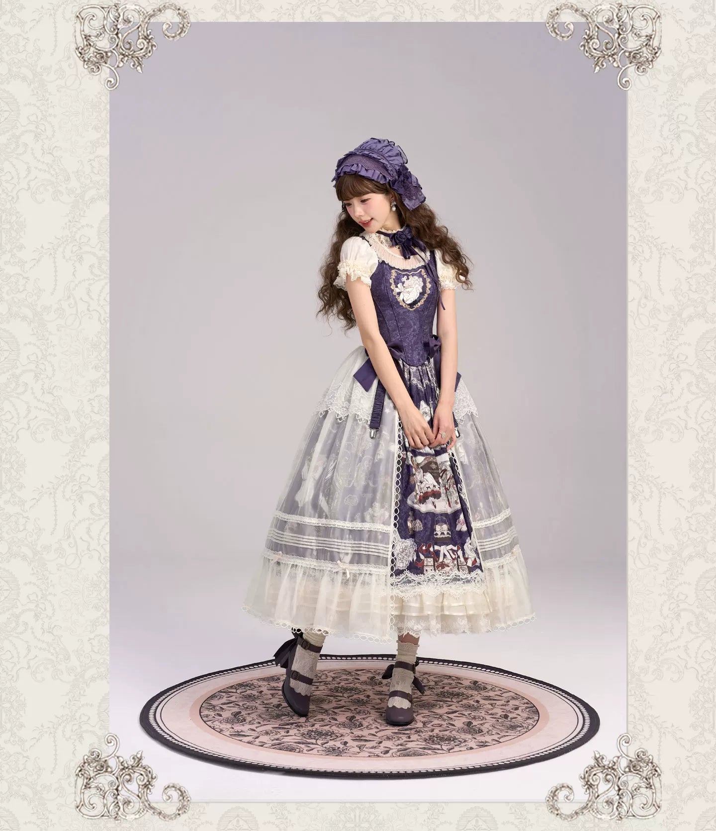 Clockwork Doll - Gothic Lolita Printed Dress, Lace & Bows 45186:839234
