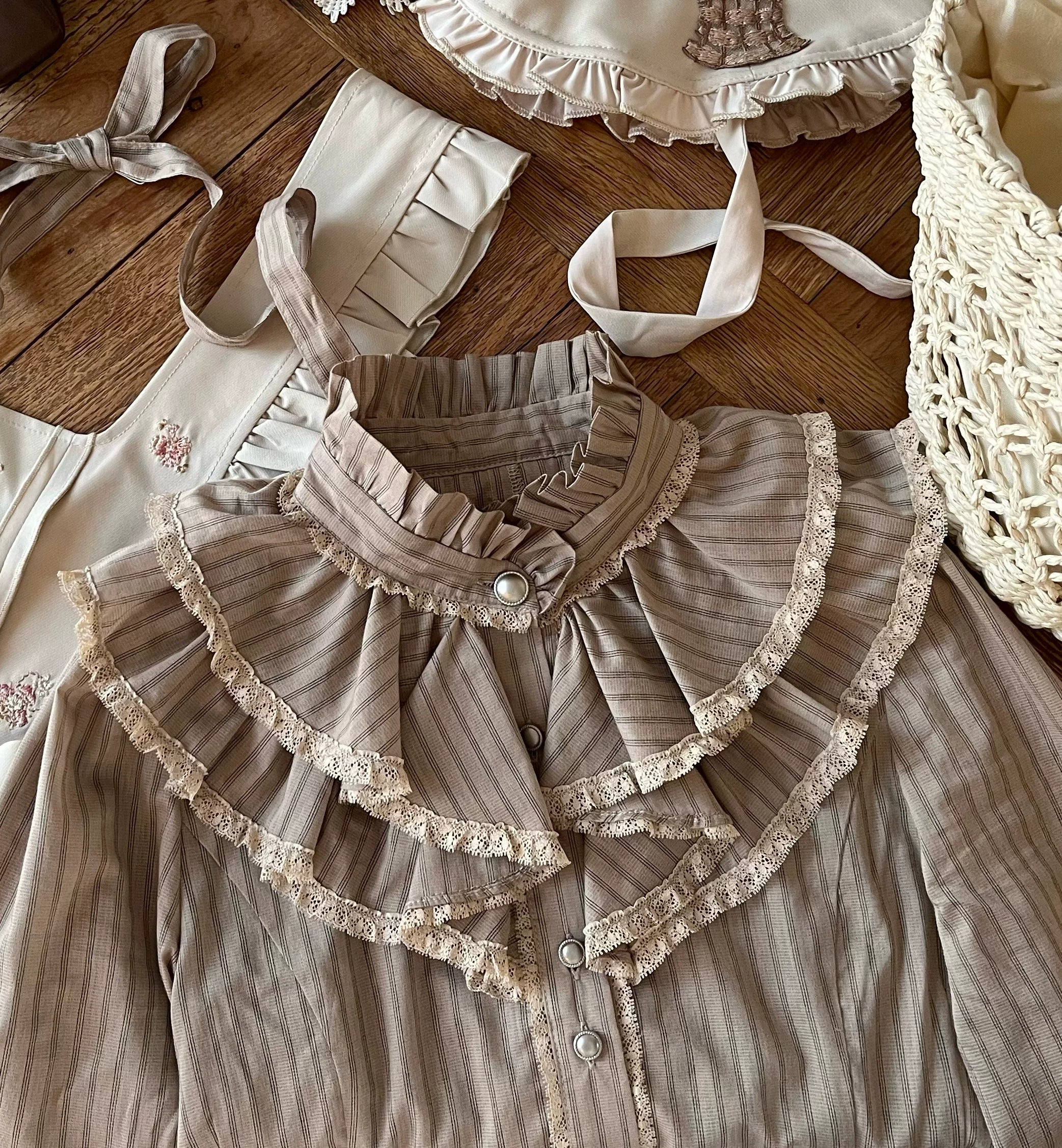 Wild Lotus Collection - Cotton Old School Lolita Dress, Floral Print (L M S XL XS) 45395:850808