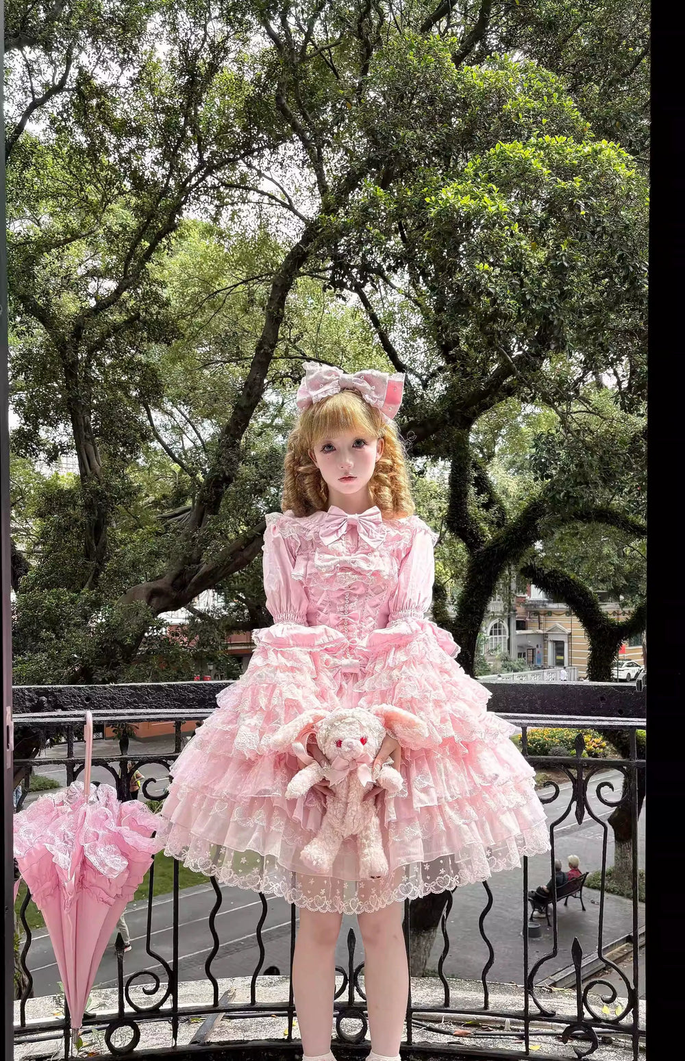 Sugar Girl~Love Overture~Sweet Lolita JSK Suit Tiered Ruffles Dress Pink JSK only S One piece