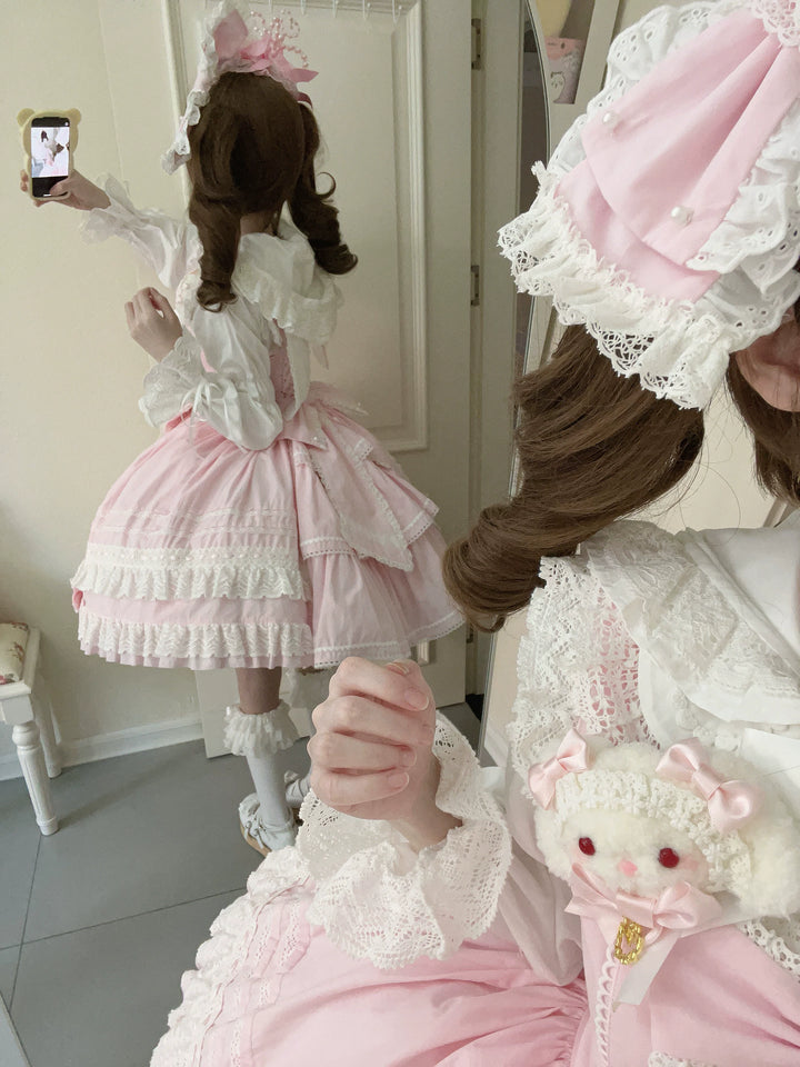 AerialCat~Layered Puffy~Old School Lolita JSK Cotton Vintage Cake Dress