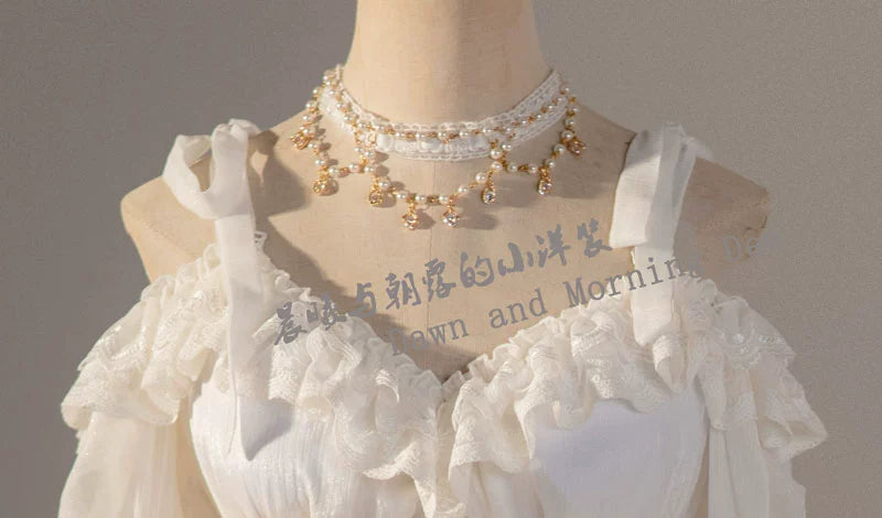 Dawn and Morning - Classic Lolita Accessories Elegant Lolita Headdress Choker only White