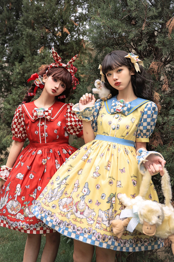 Chemical Romance~Hello Duck~Kawaii Lolita OP Duck Print Lolita Dress   