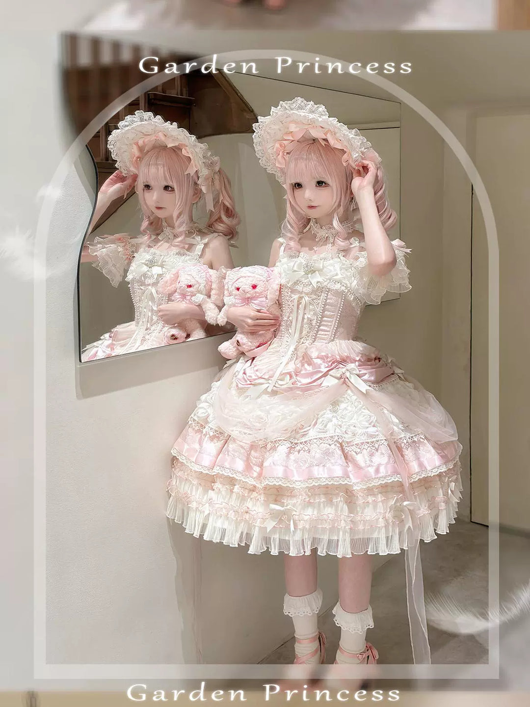 MieYe~Flowers Song~Classic Lolita JSK Dress Fishbone Dress with Tiered Skirt Apricot Pink JSK Only S