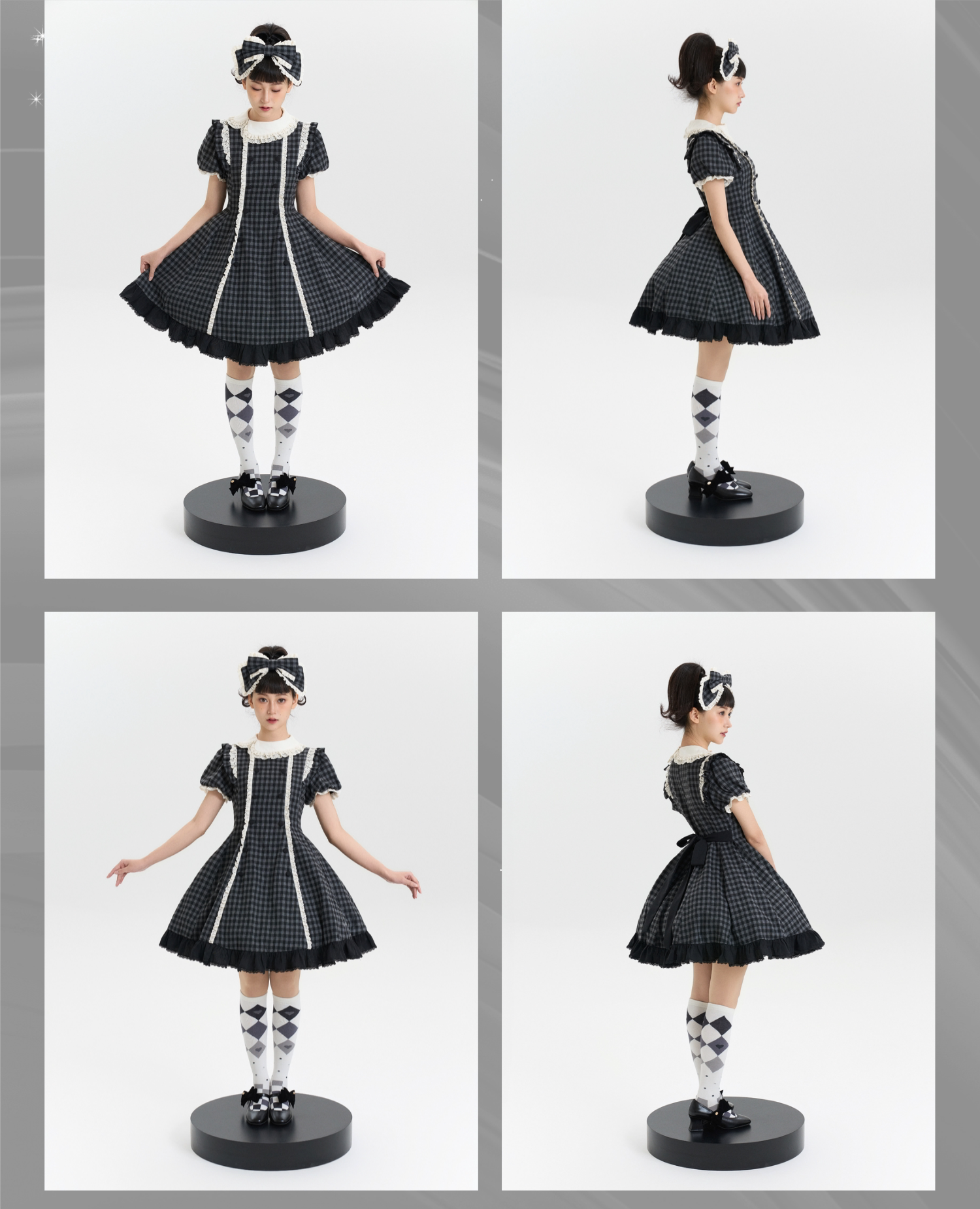 Overseas Letter - Cotton Old School Lolita OP Dress, Gingham & Stripe Patterns 45918:868161