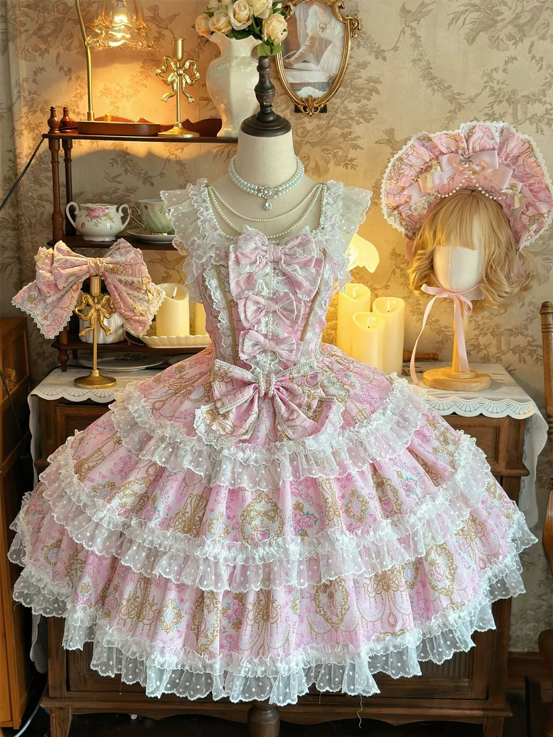 Hanguliang - Candelabra Ode - Doll-like Sweet Lolita JSK Dress, Side Zipper 44097:795859