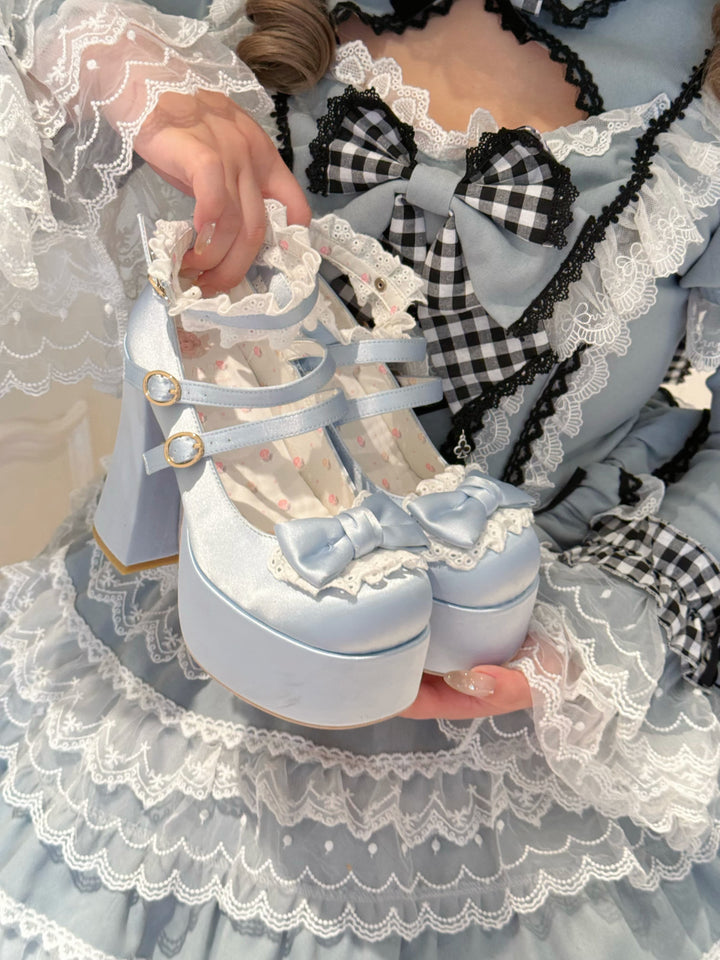 Pure Tea For Dream~Otome Fairy Tale~Sweet Lolita Shoes High Platform Satin Heels