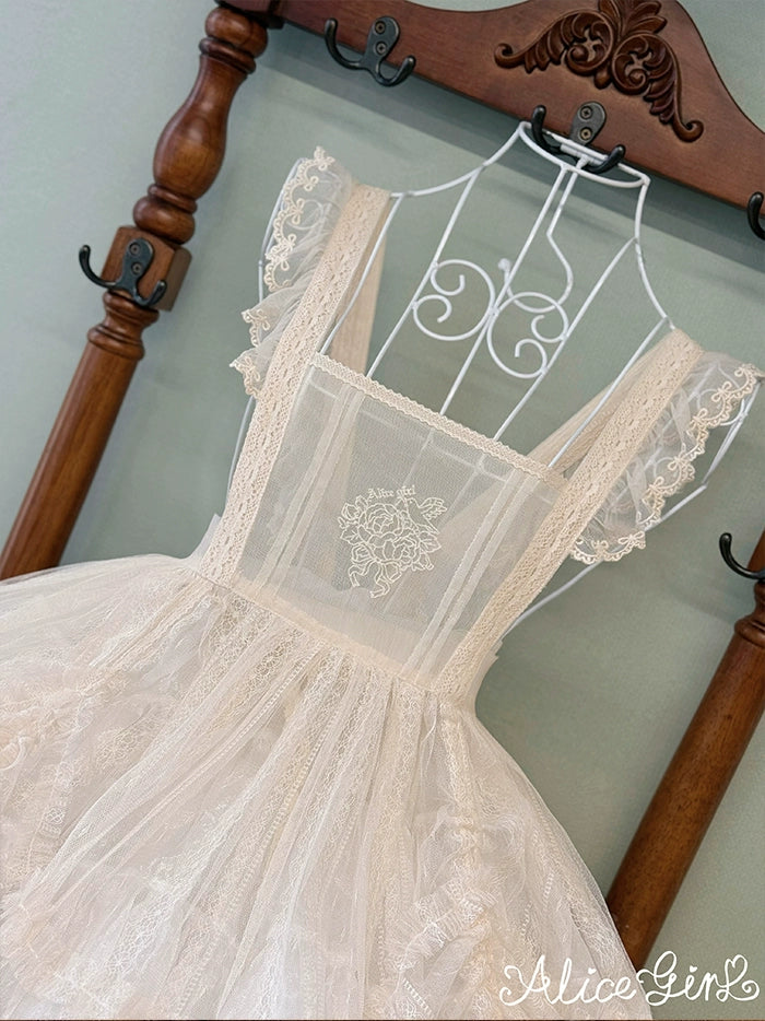 Alice Girl~Elegant Lolita Embroidered Apron with Adjustable Strap 42988:761094