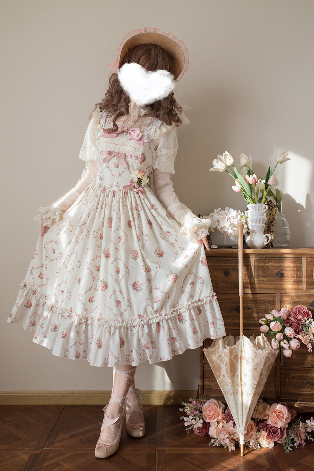 Miss Point~Customized Wood Rose 2.0 Elegant Vintage Jumper Dress 21392:302586