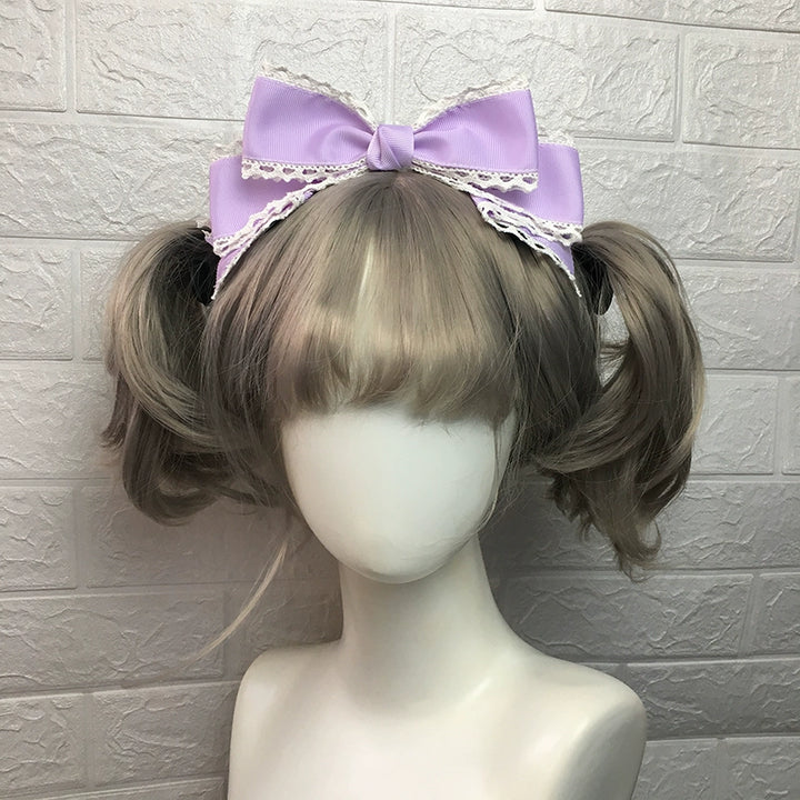 Qingyi Handmade~Sweet Lolita KC Multicolor Bow Lolita Headwear Light purple  