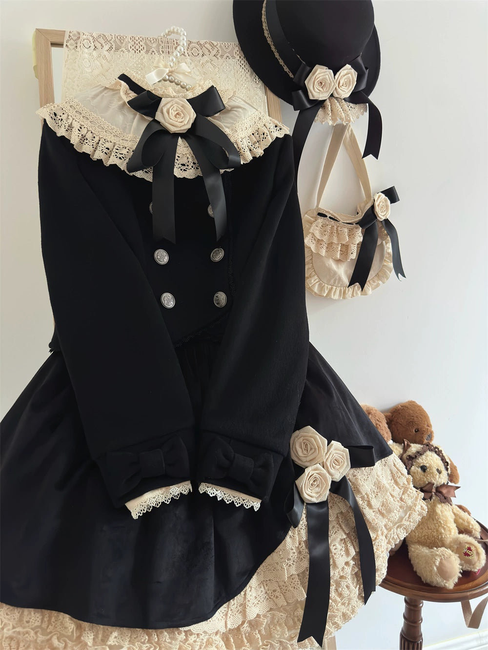 LeMiroir - Winter Solstice - Elegant Lolita Hat, Detachable Collar, Handbag 44088:794387