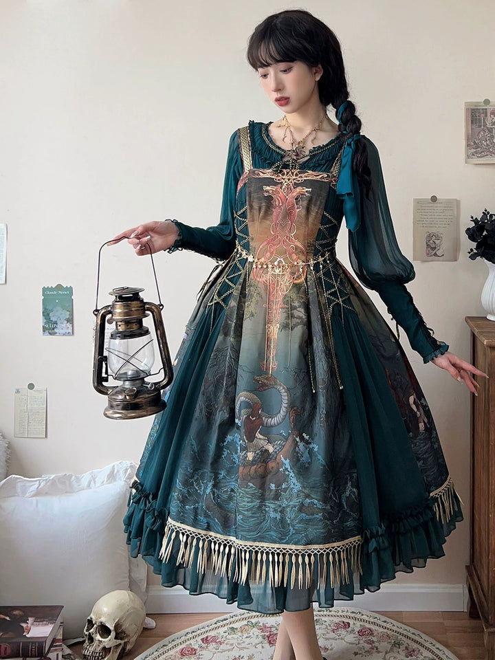 (BFM)FunCcino~Ragnarok~Nordic Style Loki Lolita JSK SK Dress