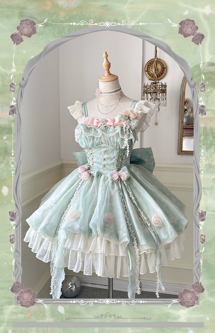 Platycodon House~Floral Magician~Sweet Lolita Dress Floral Print Short Length JSK   