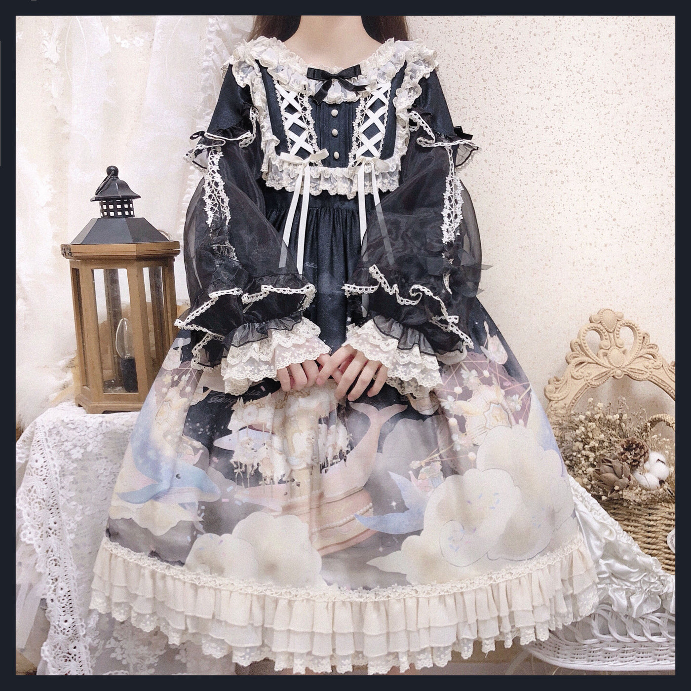 Amnesia~Dream Whale Island~Sweet Lolita Long Sleeve OP Multicolors   