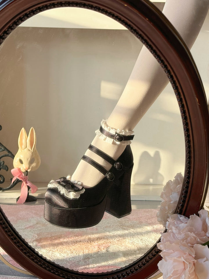 Pure Tea For Dream~Otome Fairy Tale~Sweet Lolita Shoes High Platform Satin Heels 42091:726181