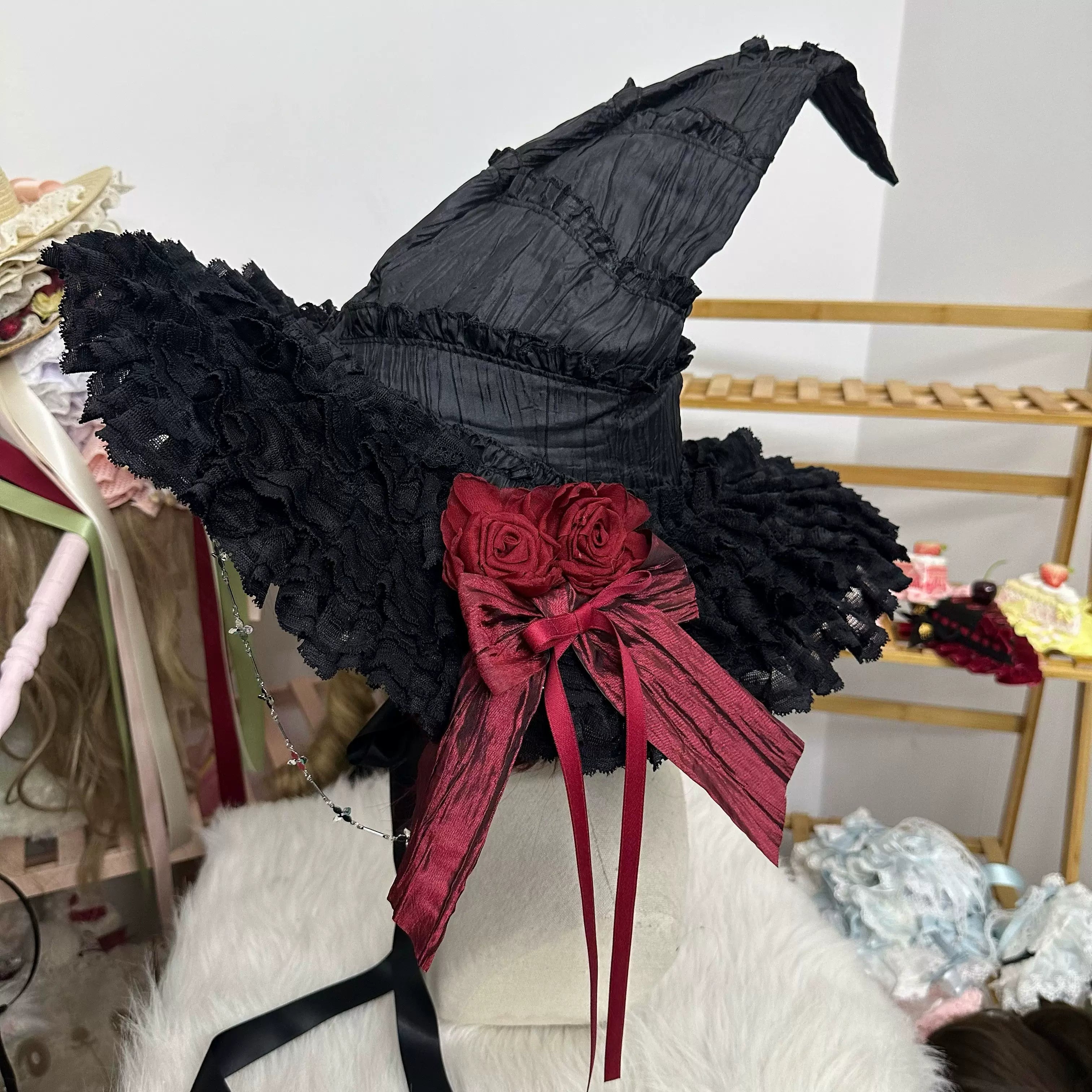 Gothic Lolita Witch Hat with Rose Bow