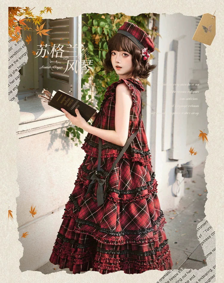 Honey Machine - Scotch Accordion - A-Line Plaid Daily Lolita JSK, Short Coat 44302:803300