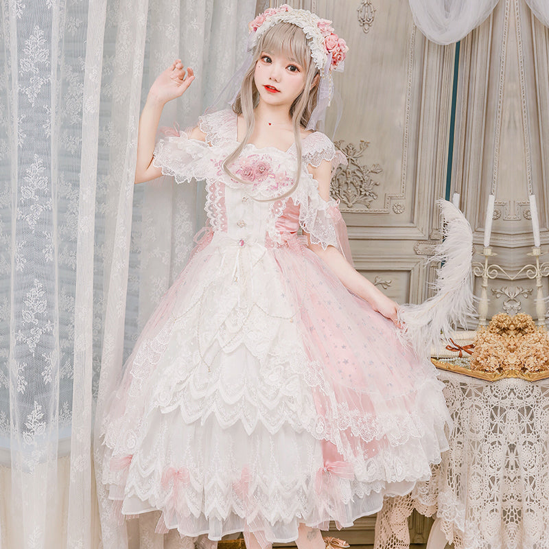 Cat Fairy - Glaze Illusion - Magnificent Wedding Lolita Tea Party Dress S Pink