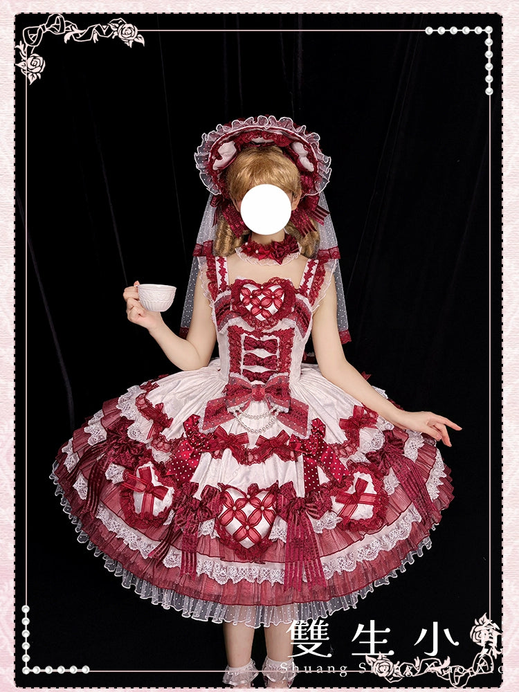 Shuang Sheng Xiao Xiong - Heart of Love - Sweet Lolita Wedding JSK, Bow Details 44306:803241
