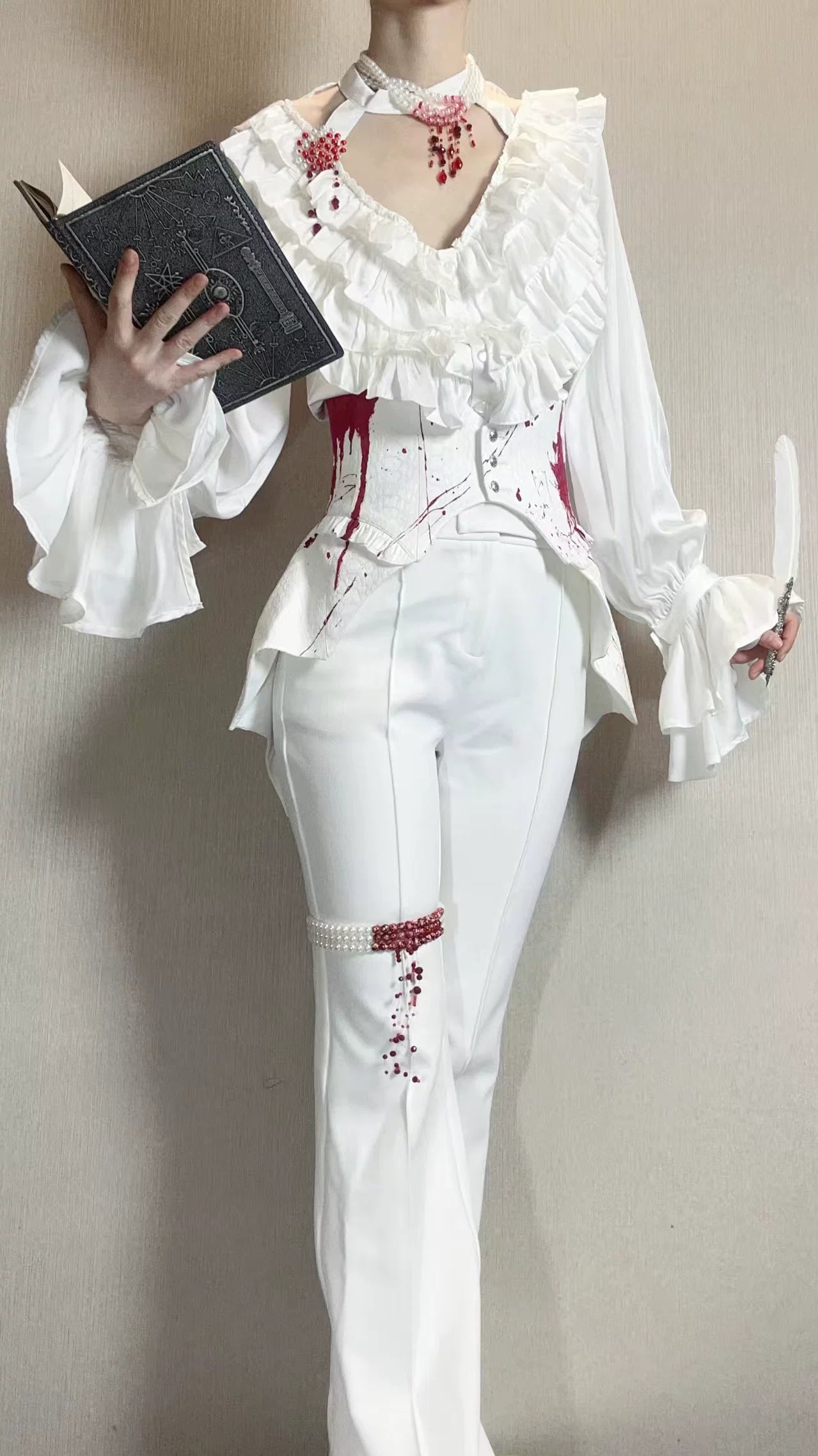 Blue Moon Bone Erosion - Gothic Lolita Waist Cincher, Bat Wing Hem 44453:809558