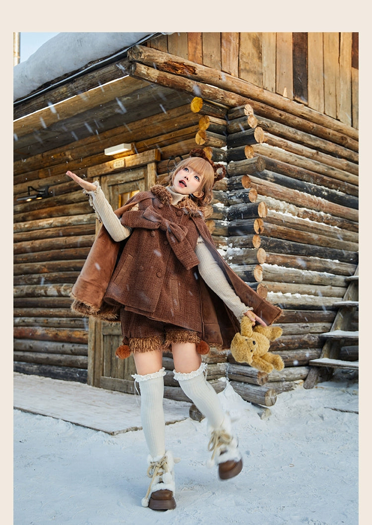 Tan Tuan~Rabbit & Bear~Winter Kawaii Lolita Cape and Shorts