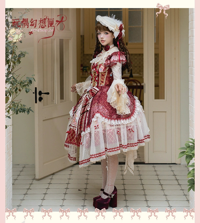 YingLuoFu - Doll Fantasy Box - Sweet Lolita JSK Dress & Tulle Blouse Set 44261:801498