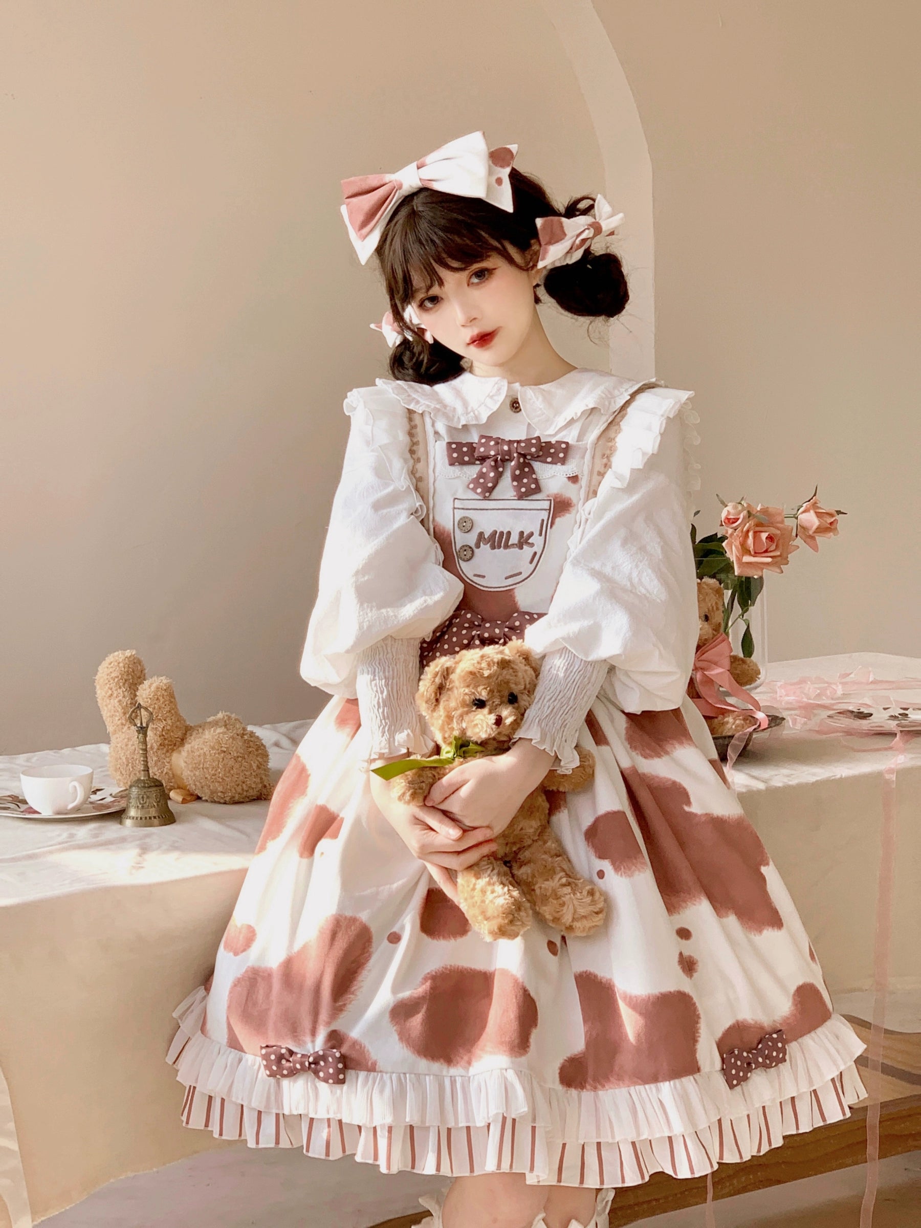 Polaris Lolita - Milky Dango - Cow Spot Kawaii Lolita JSK, Side Pockets 44304:803810