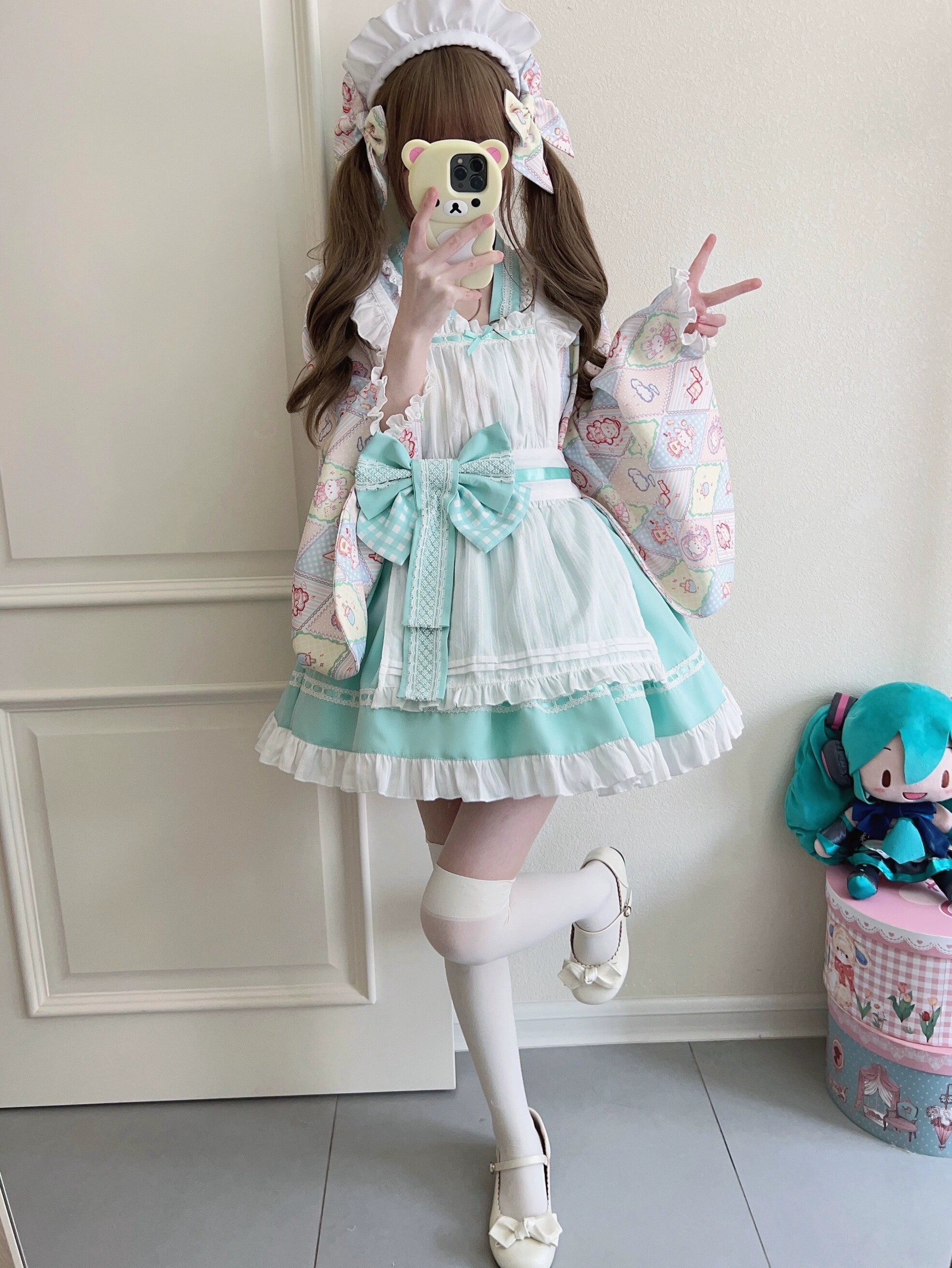 Sugar Girl~Showa Sweetness~Maid Wa Lolita Skirt Set Cute Summer Lolita Bow Apron 35422:520378