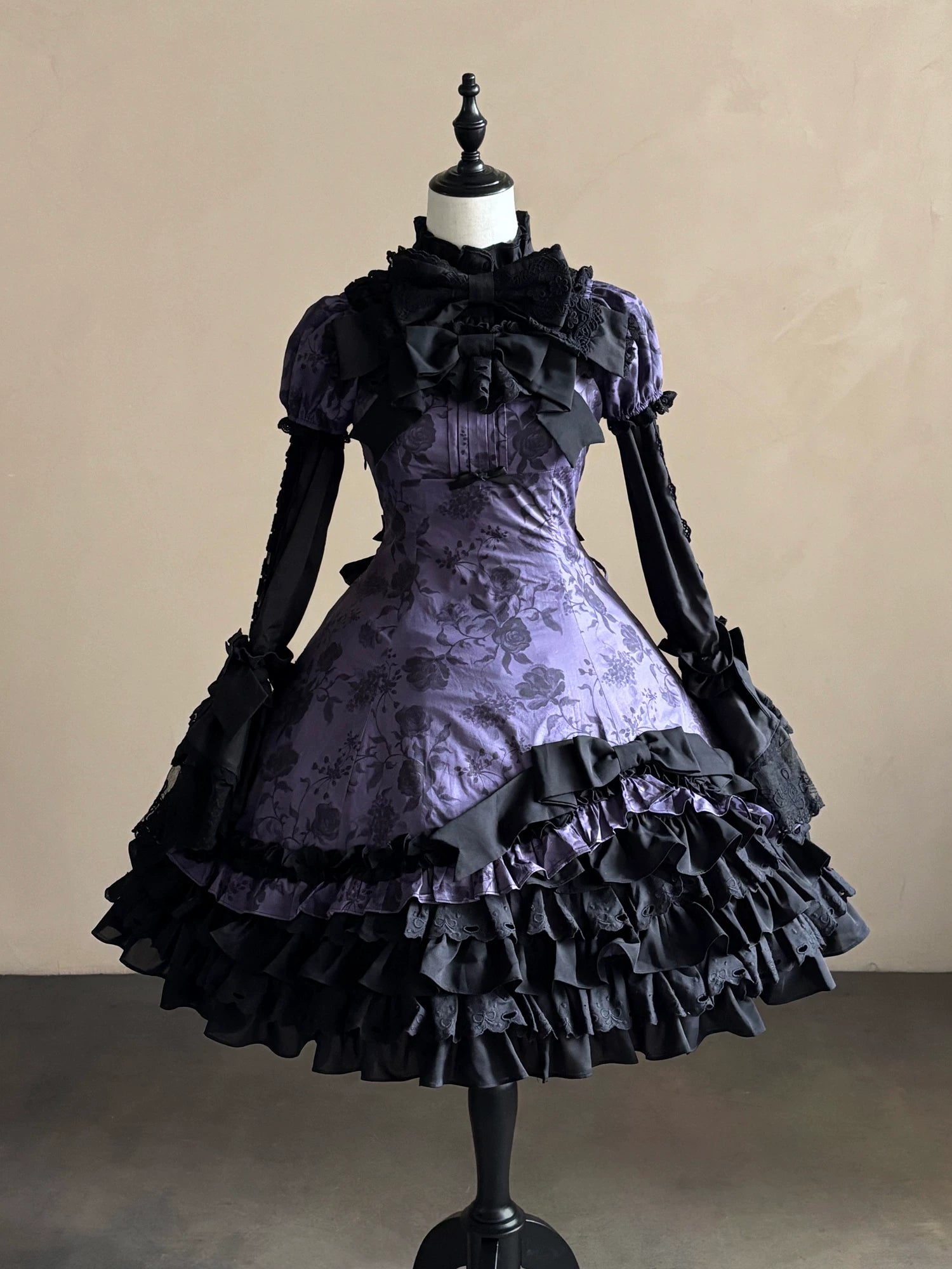 Bliss Bouquet - Cotton Old School Lolita Dress, Rose Print and Layered Hem 45656:857095
