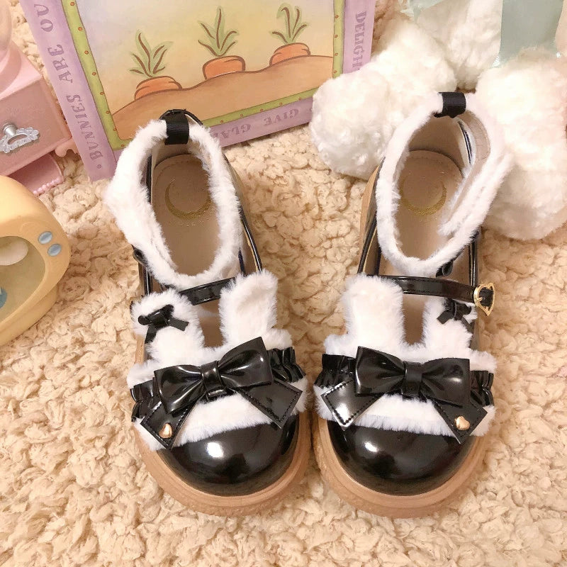 Fairy Godmother~Winter Girly Lolita Shoes Lolita Ankle Strap Shoes   