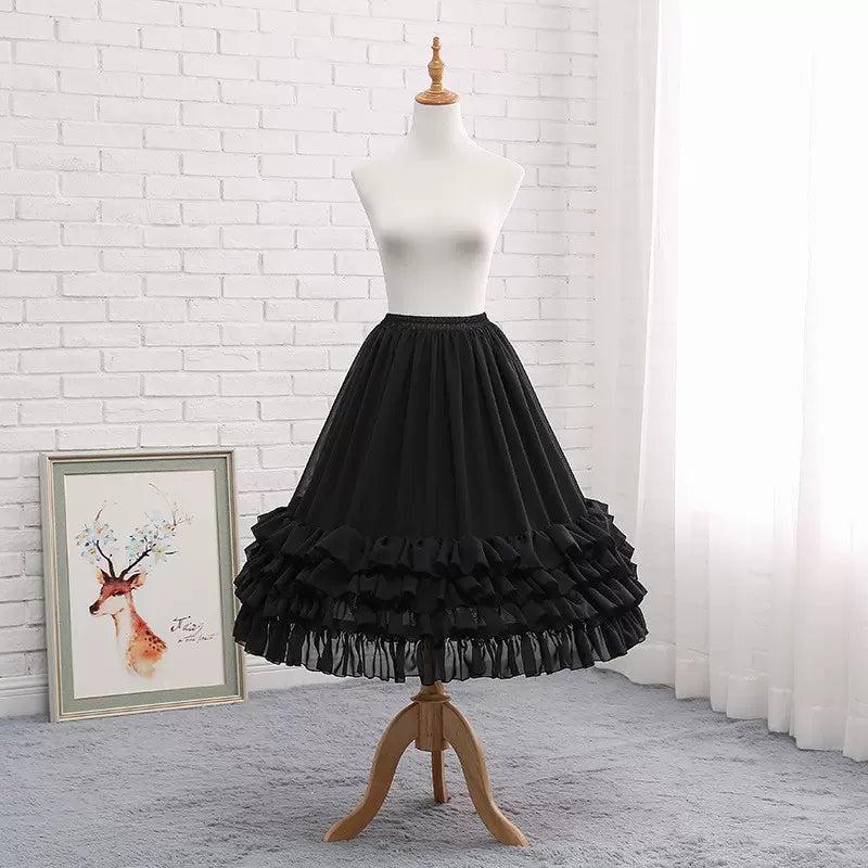 Your Princess~Lolita Fashion Cosplay Fishbone Adjustable Petticoat Free size violent fishbone petticoat - black 70cm 