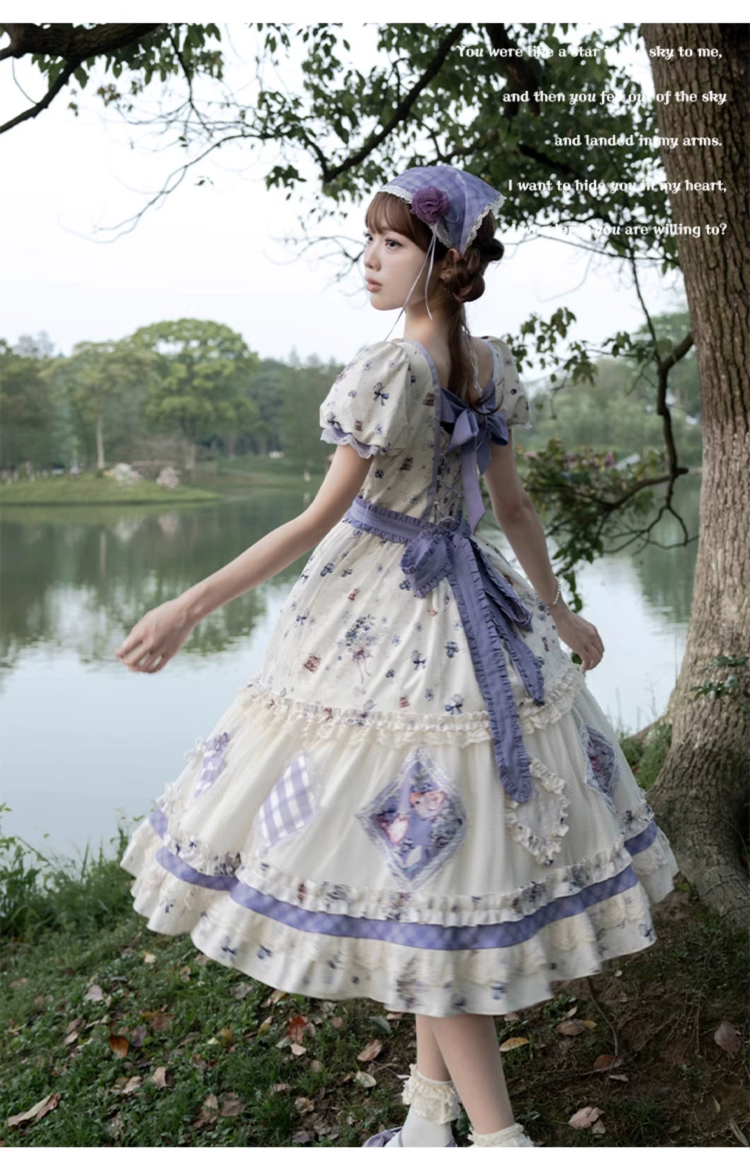 (BFM)Strawberry Fantasia~Blueberry Pie~Country Lolita OP Short Sleeve Floral Printing Dress   