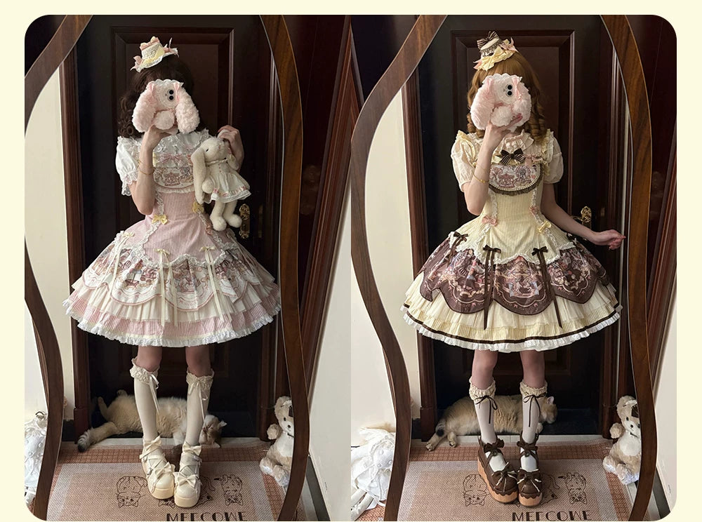 Sunset Ferris Wheel - Sweet Lolita JSK Dress Set, Amusement Park Print 46036:873059