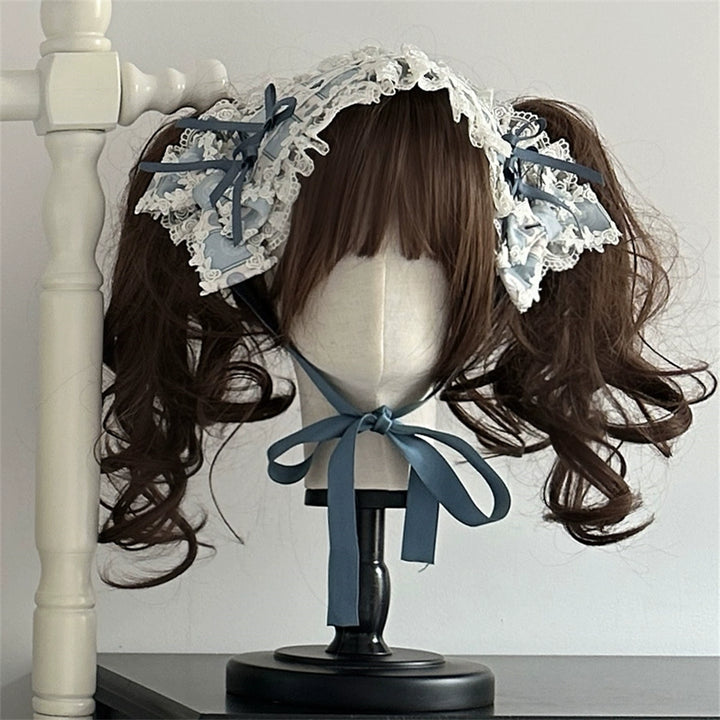 Babyblue~Animal Dinner Handle~Sweet Doll Lolita Headband BNT Bow Trailing Clips Free size Headband Only