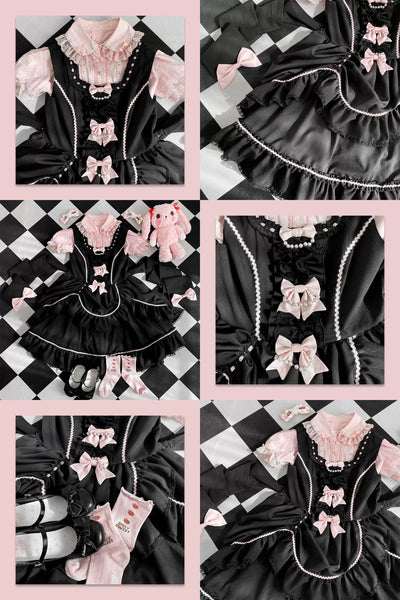 (BFM)Catlow Rabbit~Black Lolita Doll OP/JSK with Adjustable Elasticity   